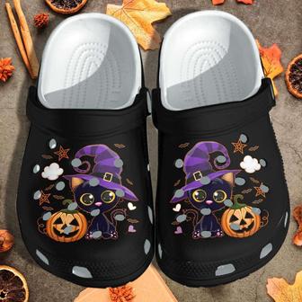 Halloween Black Cat And Pumpkin Crocband Clogs Shoes - Monsterry CA