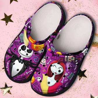 Halloween Jack Skellington And Sally Tnbc Clogband Clogs Shoes - Monsterry