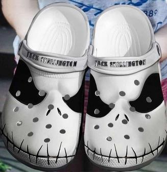Halloween White Jack Skellington Face Horror Movie Crocband Clogs - Monsterry CA
