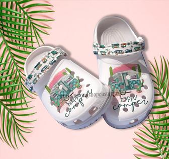 Happy Camping Cactus Desert Cute Croc Shoes Gift Wife Mother Day- Camping Bus Pinky Shoes Croc Clogs Gift Women - Monsterry