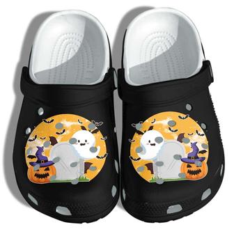Happy Halloween With Ghost Crocband Clogs Shoes - Monsterry DE