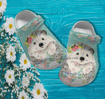 Hedgehog Floral Clog Shoes Gift Mother Day- Hedgehog Grandaughter Shoes Clog Clogs Customize Gift - Monsterry