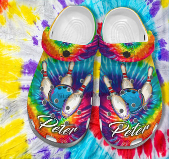 Hippie Bowling Team Shoes For Men Women- Rainbow Bowling Shoes Clog Clogs Customize Name - Monsterry