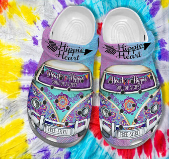 Hippie Heart Soul Of Gypsy Clog Shoes Women- Hippie Bus Free Spirit Purple Shoes Clog Clogs Birthday Girl - Monsterry