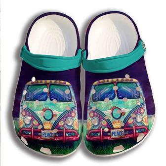Hippie Peace Car Shoes Clogs- Bus Peace Shoes Clogs Gifts For Son Daughter - Monsterry UK