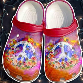 Hippie Peace Sign Symbol Shoes Crocbland Clogs Gifts For Daughter - Monsterry