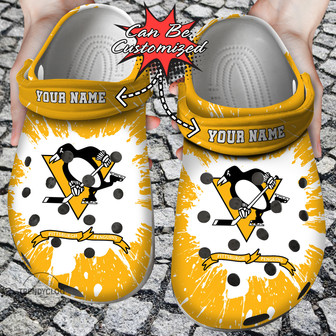 Hockey Personalized Ppenguins Team Clog Shoes - Monsterry