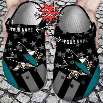 Hockey Personalized Sj Sharks Star Flag Clog Shoes - Monsterry