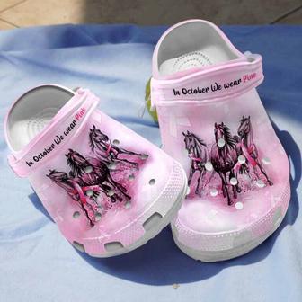 Horse Breast Cancer Awareness Clogs Shoes Gifts For Birthday - Monsterry CA
