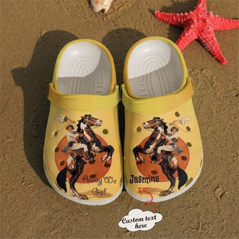 Horse Personalized Away We Go Classic Clogs Shoes - Monsterry