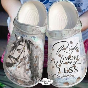 Horse Personalized Ride More Worry Less Classic Clogs Shoes - Monsterry