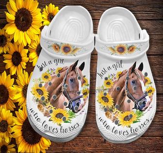 Horses Girl Sunflower Croc Shoes Gift Women- Girl Love Horses Shoes Croc Clogs Mother Day 2022 - Monsterry