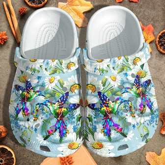 Humming Birds Autism Daisy Flower Style Shoes - Autism Awareness Shoes Clog Clogs Gifts For Women Girl - Monsterry