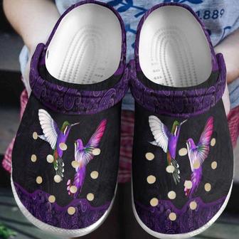 Hummingbird Purple Mandala Classic Clogs Shoes - Monsterry