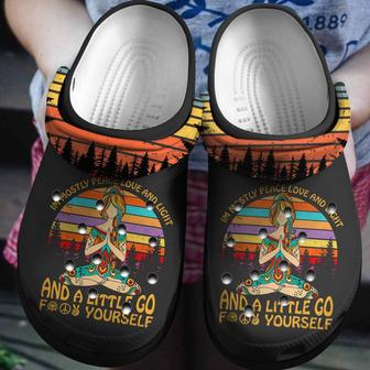 Im Mostly Peace Love And Light Shoes - Yoga Girl Clogs Gift For Birthday - Monsterry DE