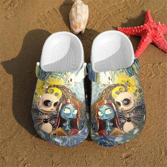 Jack Skellington And Sally The Nightmare Before Christmas Movie Vangogh Painting Crocband Clogs | Favorety