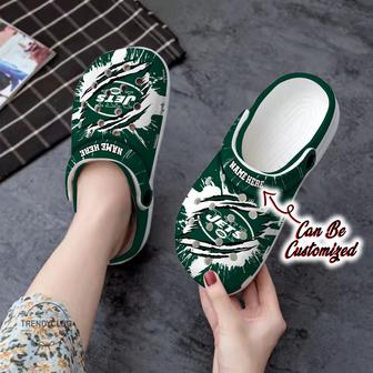 Jets Personalized Ny Jets Football Ripped Claw Clog Shoes - Monsterry AU