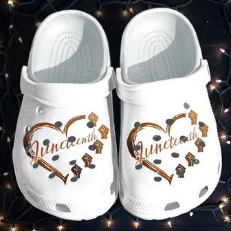 Juneteenth Custom Shoes Clogs Gifts For Black Queen - Heart Hand Power Outdoor Shoes Clog - Monsterry CA