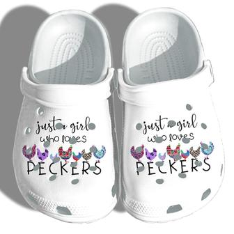 Just A Girl Who Loves Peckers Chicken Shoes Clogs Clog Farm Life - Monsterry DE