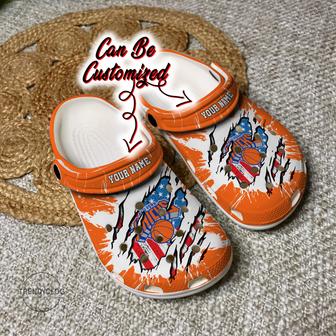 Knicks Personalized Ny Knicks Basketball Ripped American Flag Clog Shoes - Monsterry CA