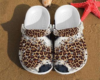 Leopard Black White Fur Cheetah Gifts Clog Shoes - Monsterry CA