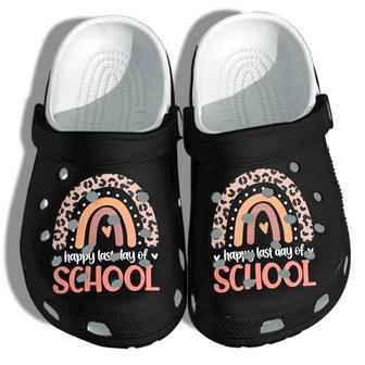 Leopard Rainbow Shoes - Kindergarten Teacher Last Day Of School Clog Gift - Monsterry AU