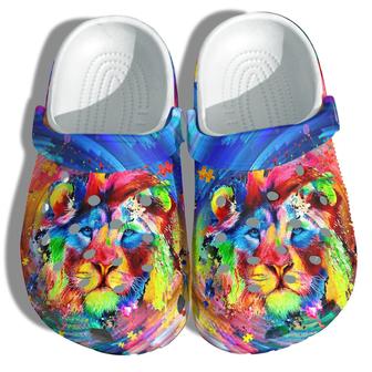 Lion Autism Dad Shoes - Autism Awareness Shoes Croc Clogs Gifts Son Father Day - Monsterry