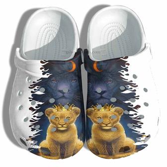 Lion Dad And Lion Son Love To The Moon And Back Croc Shoes Gift Men Father Day- Father Lion Shoes Customize Name - Monsterry DE
