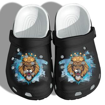 Lion Father Black King Shoes - Black Lion Clogs Gifts - Monsterry AU