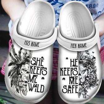Lion She Keeps Me Safe Clogs Shoes Birthday Gifts For Boyfriend Husband - Monsterry CA