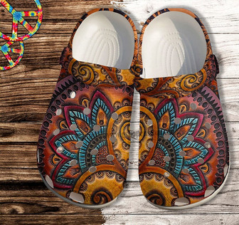 Lotus Hippie Boho Clog Shoes Gift Mother Day- Lotus Peace Shoes Clog Clogs Birthday Girl - Monsterry