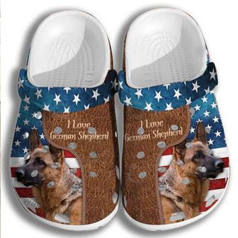 Love German Shepherd Usa Flag Shoes Clogs - 4Th Of July Dogs Shoes Clogs - Monsterry DE