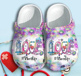 Love Nurse Life With Medical Equipment Stock Shoes Clogs Gift - Monsterry