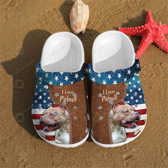 Love Pitbull Usa Flag Shoes - 4Th Of July Dog Clogbland Clogs Gifts - Monsterry