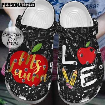 Love Teacher Pattern Custom Name Crocband Clog Shoes For Men Women - Monsterry AU