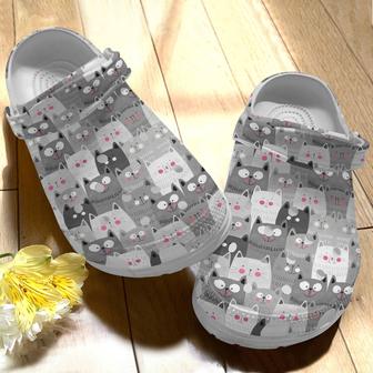 Lovely Cats Grey Shoes - Cute Animal Crocbland Clogs Gift For Thanksgiving - Monsterry DE
