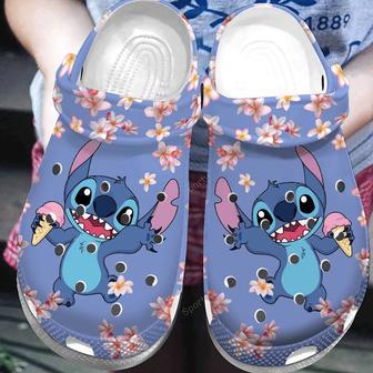 Lovely Stitch With Flower Cute Kids Purple Clogs Shoes | Favorety AU