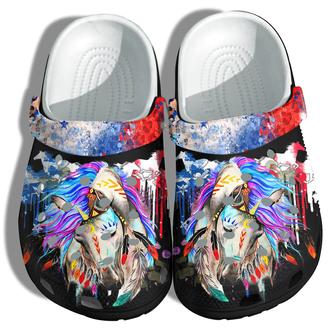 Magical Native Horses America Flag Shoes Gift Women - Usa Horse Hippie Tie Dye 4Th Of July Shoes Birthday Gift - Monsterry UK