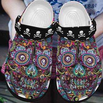 Mexican Sugar Face Skull Art Clog Shoesshoes Funny Skull Shoes Crocbland Clog Gifts For Men Women - Monsterry