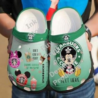 Mickey Mouse Starbucks Cartoon Crocs Crocband Shoes Clogs Custom Name For Men Women And Kids | Favorety UK