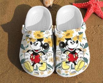 Mickey Sunflower Disney Mouse Couple Anniversary Gifts Clog Shoes | Favorety CA