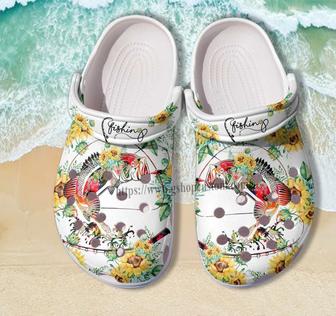 Mother Day Shoes Fishing Flower Croc Shoes Gift Women- Fishing Lover Shoes Croc Clogs For Grandma Aunt - Monsterry UK