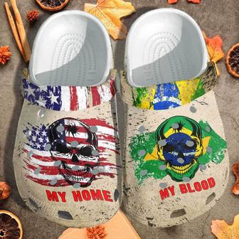 My Blood Brazil My Home Usa Flag Custom Shoes Clogs Gift - Monsterry