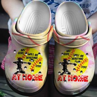 My Girl Will Be Waiting For You At Home Softball Shoes Clogs Gift For Daughter - Monsterry AU