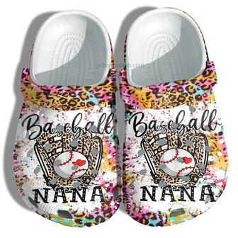 Nana Baseball Leopard Skin Shoes Customize Name For Grandma - Baseball Hippie Shoes Croc Clogs Mother Day - Monsterry
