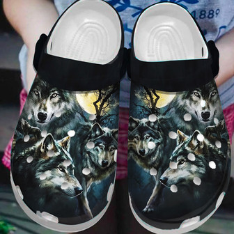 Native American Wolf Clog Clog Shoes For Kid And Adult - Monsterry