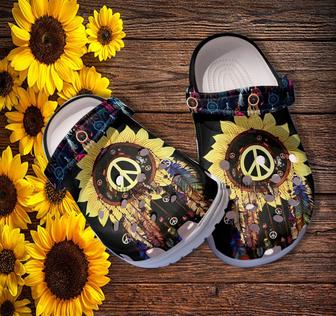 Native Sunflower Dream Catcher Peace Croc Shoes Gift Grandma- Peace Love Native Girl Shoes Croc Clogs - Monsterry DE