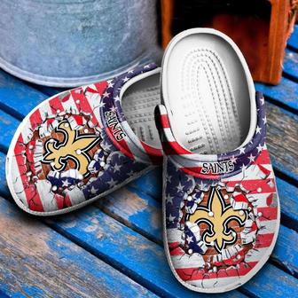 New Orleans Saints American Flag Gift For Fan Crocband Clogs | Favorety