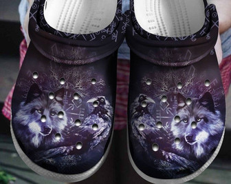 Night Wolf Clog Shoes - Monsterry