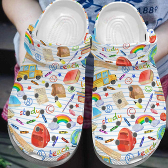 Notebook Paper School Learning Tools Clogband Clog Shoes For Men Women - Monsterry